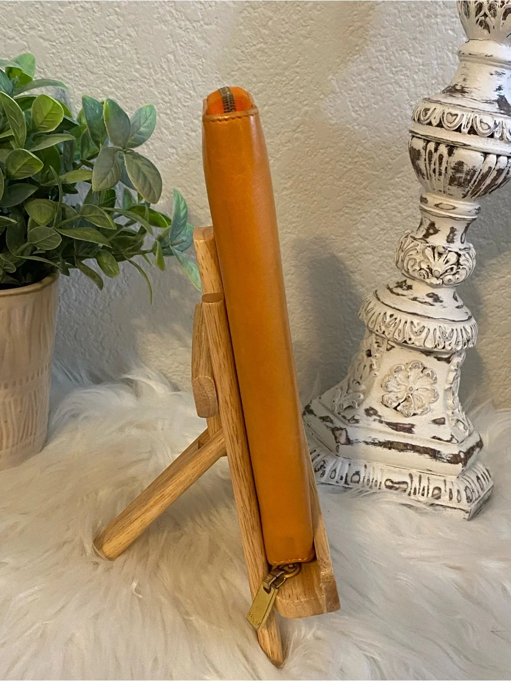 Celine Paris Orange Leather Zip Wallet